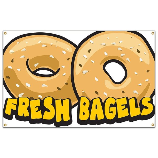 Signmission Fresh Bagels Banner Heavy Duty 13 Oz Vinyl with Grommets Single Sided B-60 Fresh Bagels